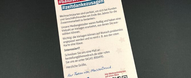 Weihnachtskarten bei HesseDruck drucken lassen - Bald ist Weihnachten und somit Zeit, Danke zu sagen. Eine Drucksache mit Herz.